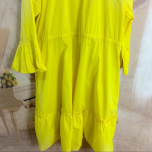 NEW Eloquii Yellow Pleated Flounce Hem dress - Picture 9 of 12